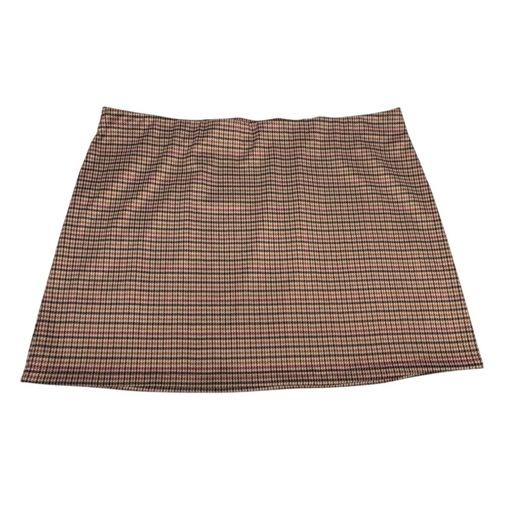 Maurices Womens 4X Houndstooth Skirt Polyester Rayon Blend Multi-Color